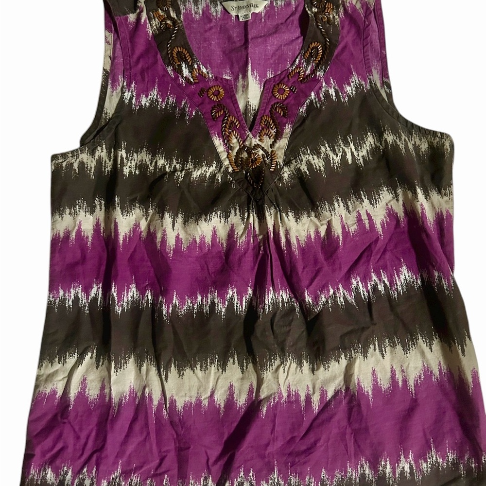 Vintage Beaded v-neck sleeveless blouse